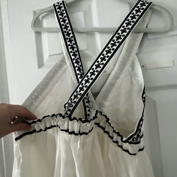 J. Crew Embroidered White Crossback Maxi Dress size L - Picture 4 of 6
